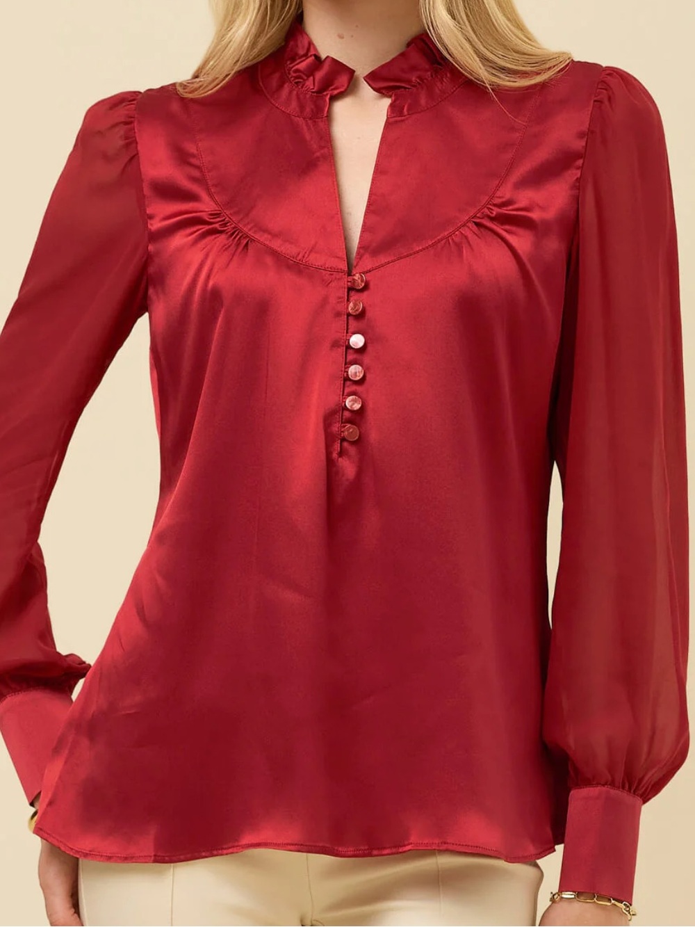 Spartina 449  - Ayla Silk Blouse Deep Burgundy /New no Tag